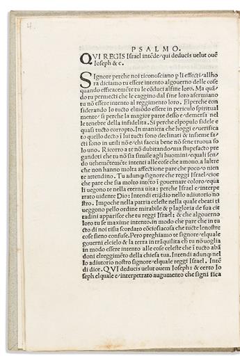 Savonarola, Girolamo (1452-1498) Expositio in Psalmum LXXIX (80) Qui Regis Israel [Italian].